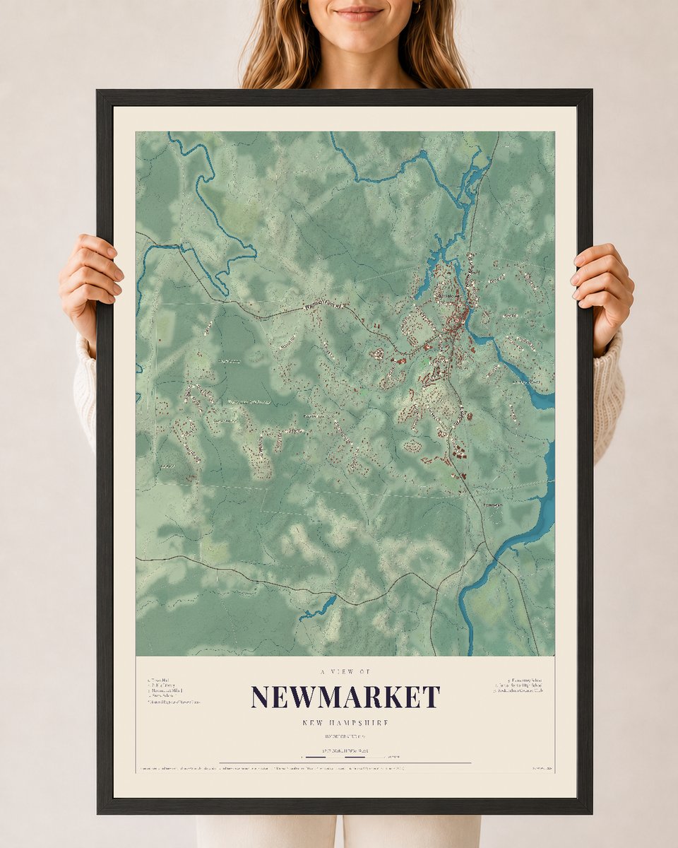 NH Current Atlas 2026 | Newmarket | 24" x 36" | W/ Black Ayous Wood Frame