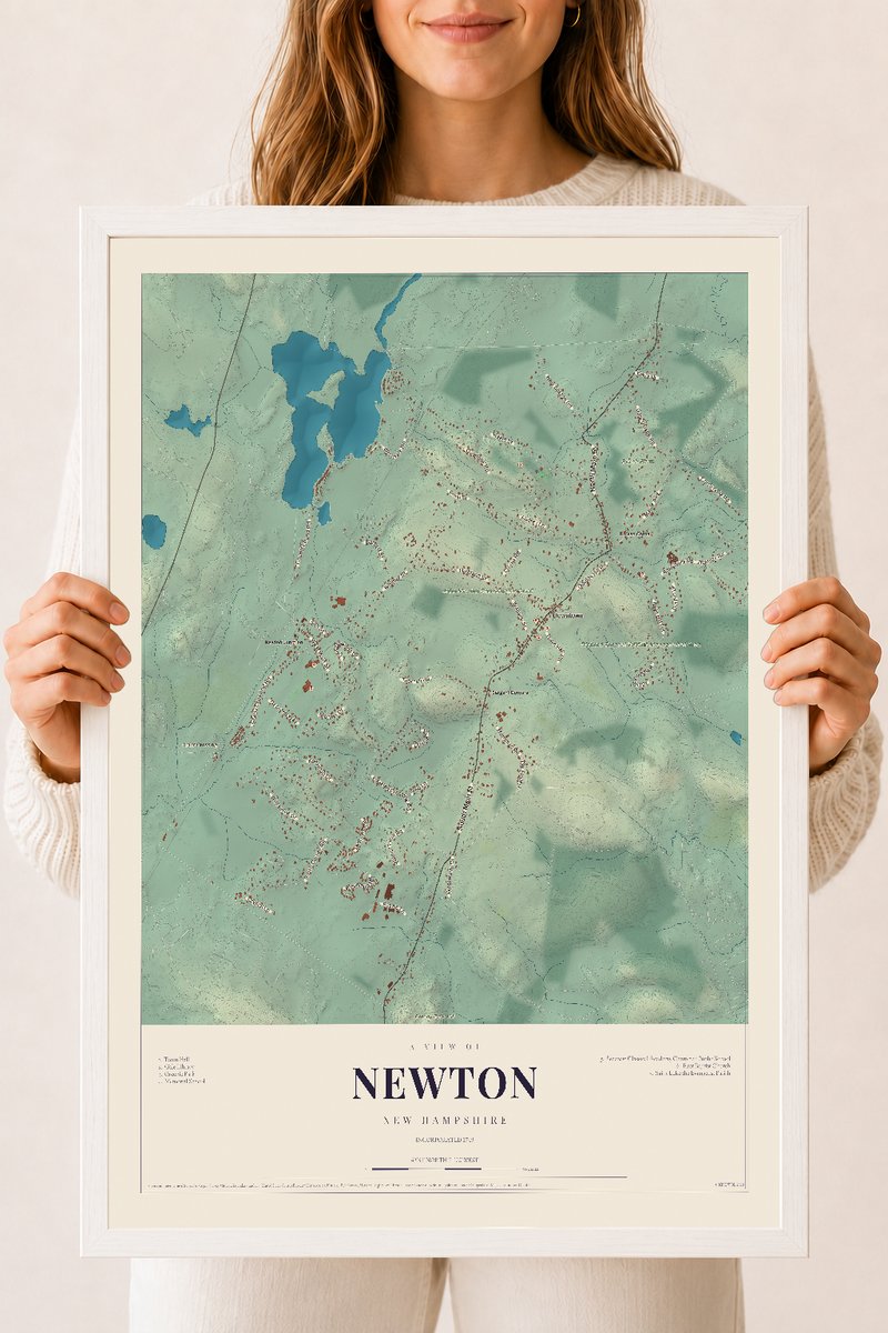 NH Current Atlas 2026 | Newton | 18" x 24" | W/ White Ayous Wood Frame