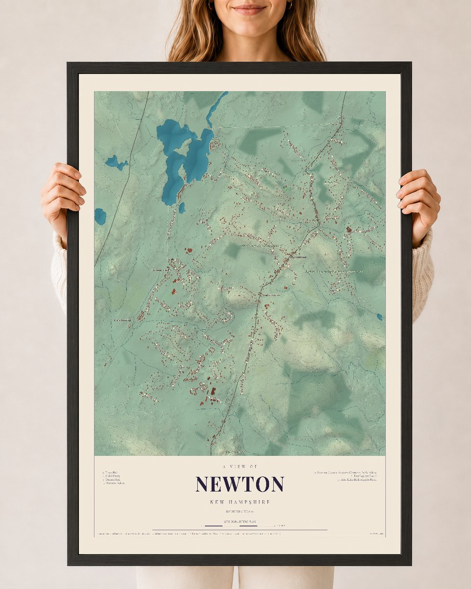NH Current Atlas 2026 | Newton | 24" x 36" | W/ Black Ayous Wood Frame