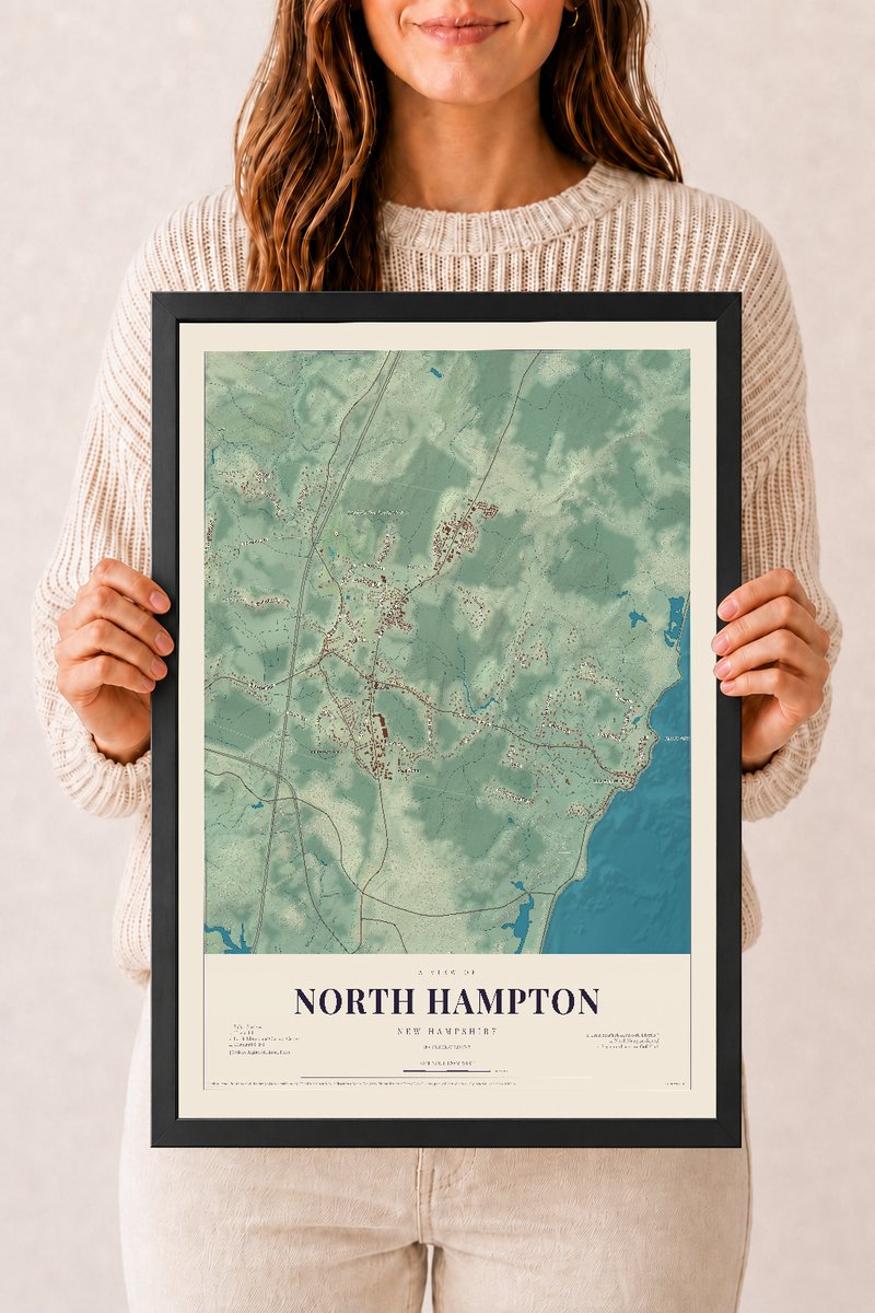 NH Current Atlas 2026 | North Hampton | 12" x 18" | W/ Black Ayous Wood Frame