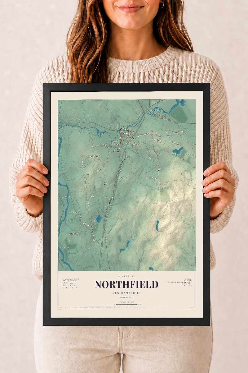 NH Current Atlas 2026 | Northfield | 12" x 18" | W/ Black Ayous Wood Frame