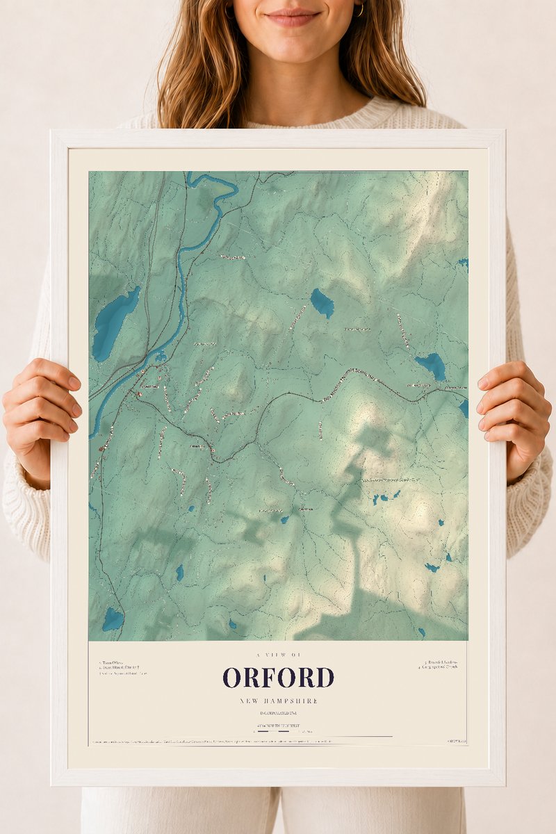 NH Current Atlas 2026 | Orford | 18" x 24" | W/ White Ayous Wood Frame