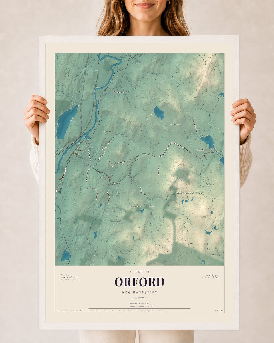 NH Current Atlas 2026 | Orford | 24" x 36" | W/ White Ayous Wood Frame