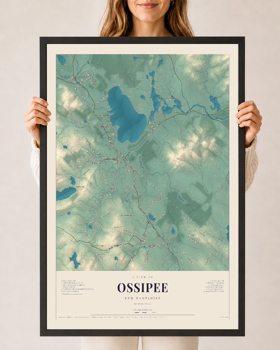 NH Current Atlas 2026 | Ossipee | 24" x 36" | W/ Black Ayous Wood Frame