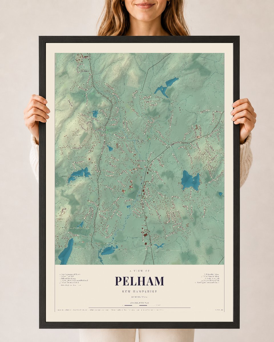 NH Current Atlas 2026 | Pelham | 24" x 36" | W/ Black Ayous Wood Frame
