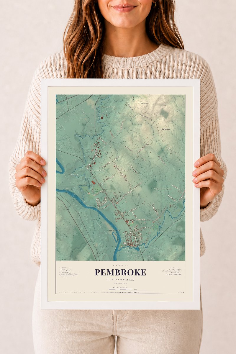 NH Current Atlas 2026 | Pembroke | 12" x 18" | W/ White Ayous Wood Frame