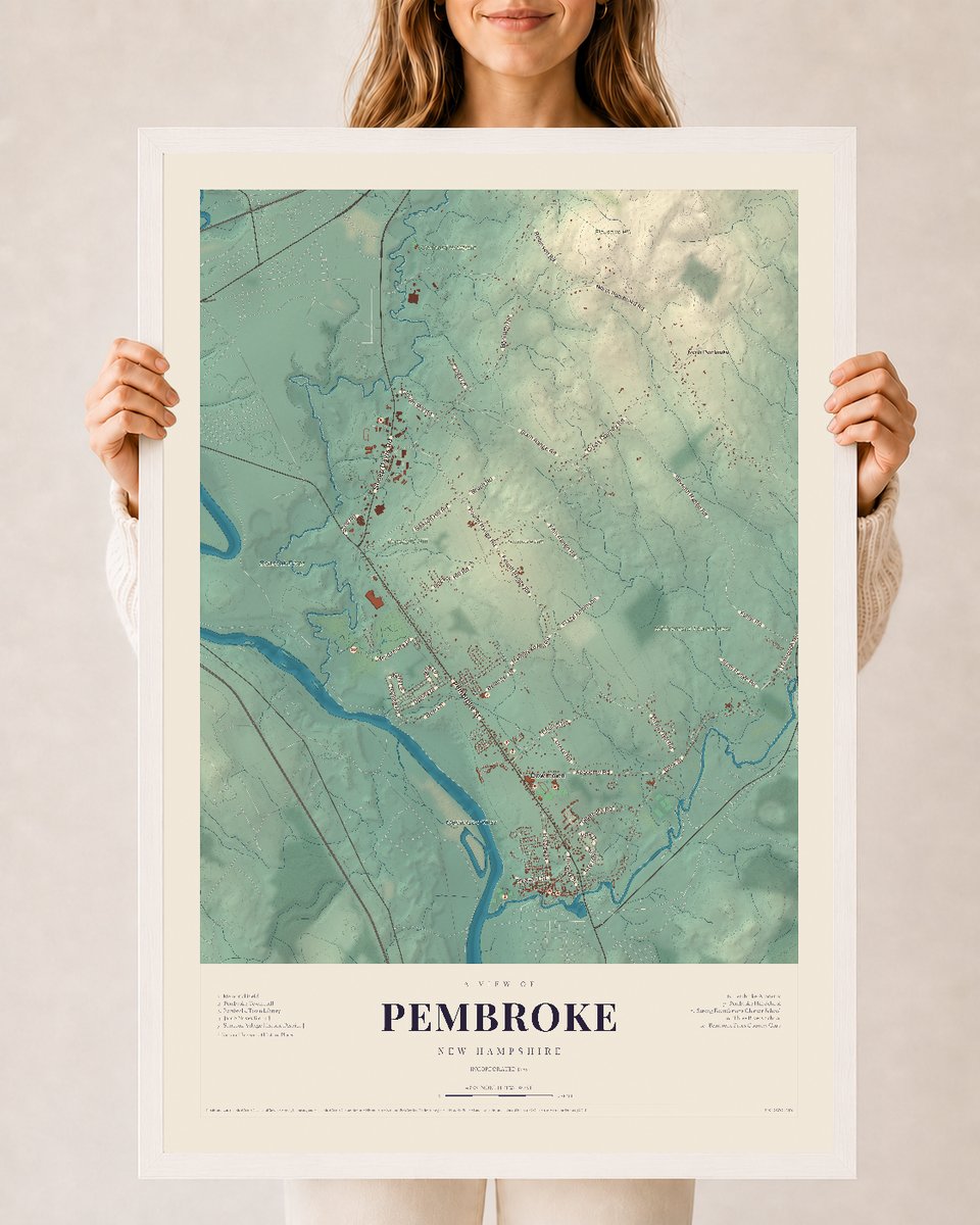 NH Current Atlas 2026 | Pembroke | 24" x 36" | W/ White Ayous Wood Frame