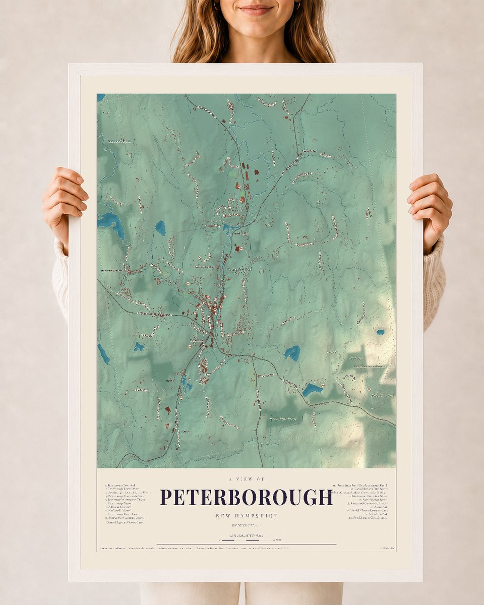 NH Current Atlas 2026 | Peterborough | 24" x 36" | W/ White Ayous Wood Frame