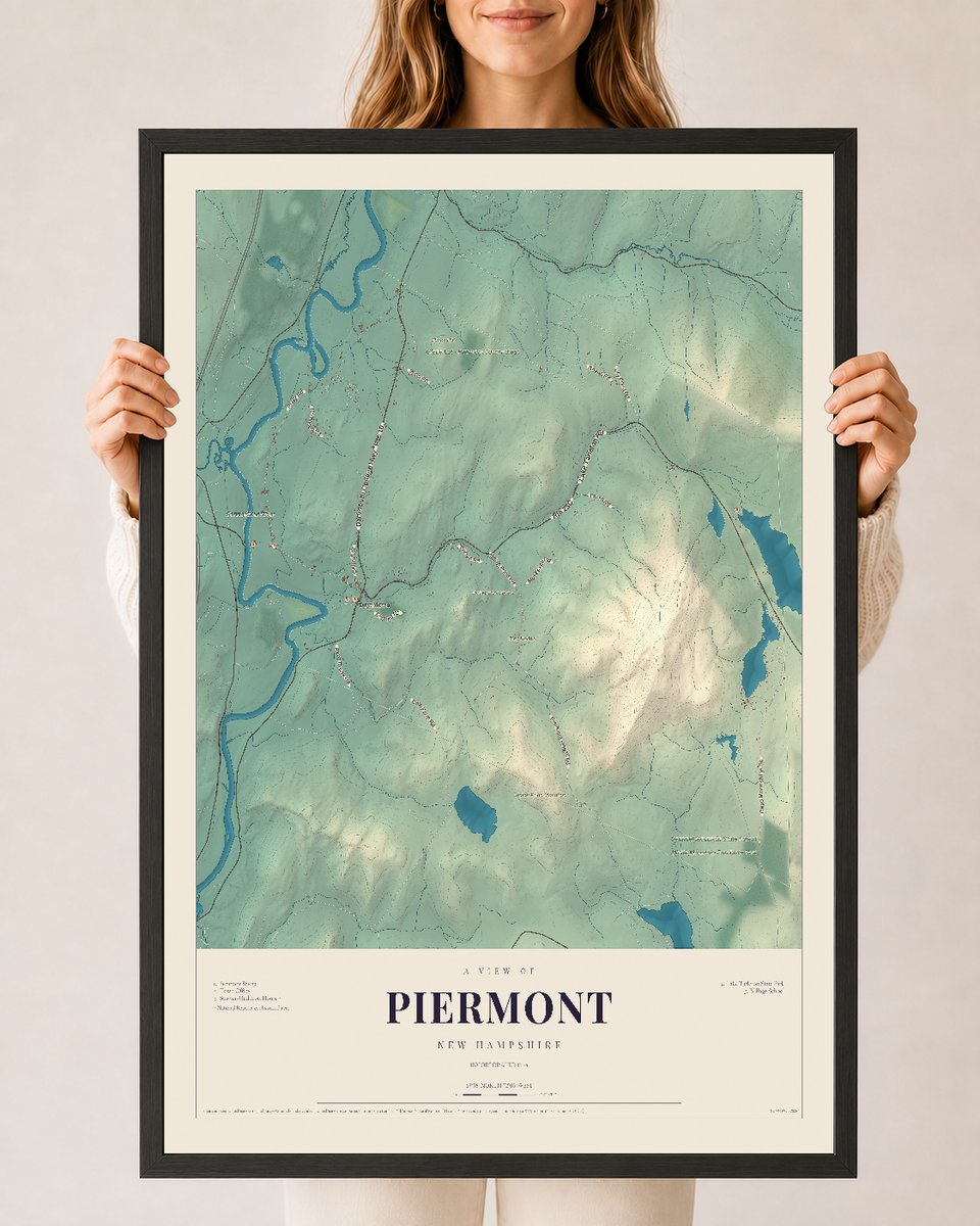 NH Current Atlas 2026 | Piermont | 24" x 36" | W/ Black Ayous Wood Frame