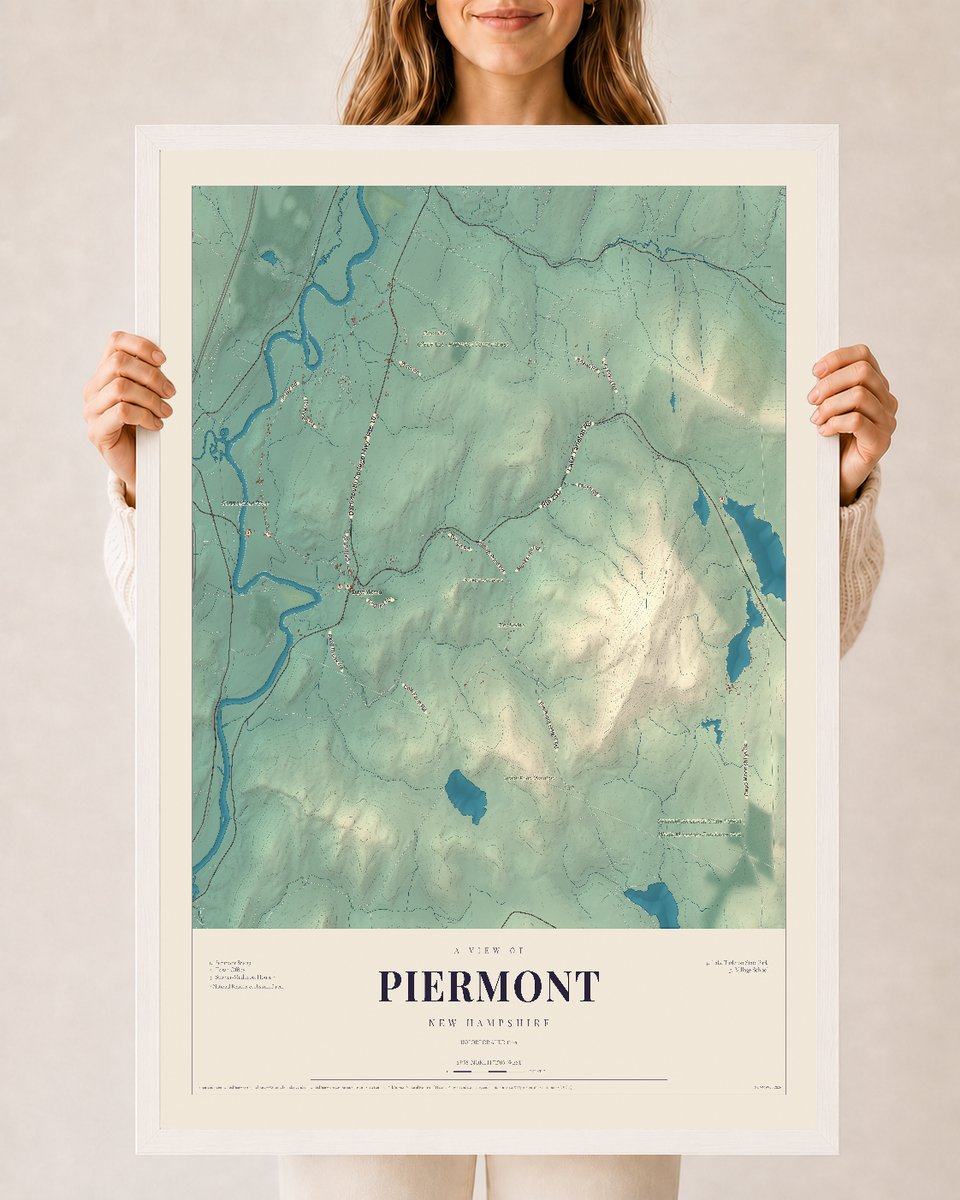 NH Current Atlas 2026 | Piermont | 24" x 36" | W/ White Ayous Wood Frame
