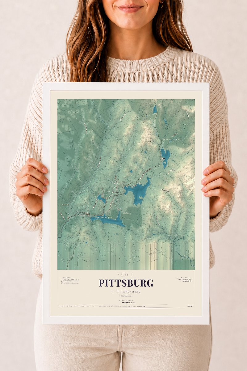 NH Current Atlas 2026 | Pittsburg | 12" x 18" | W/ White Ayous Wood Frame