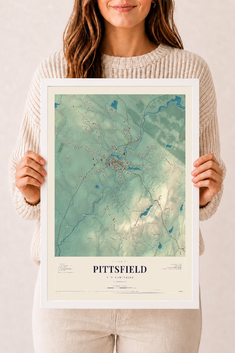NH Current Atlas 2026 | Pittsfield | 12" x 18" | W/ White Ayous Wood Frame