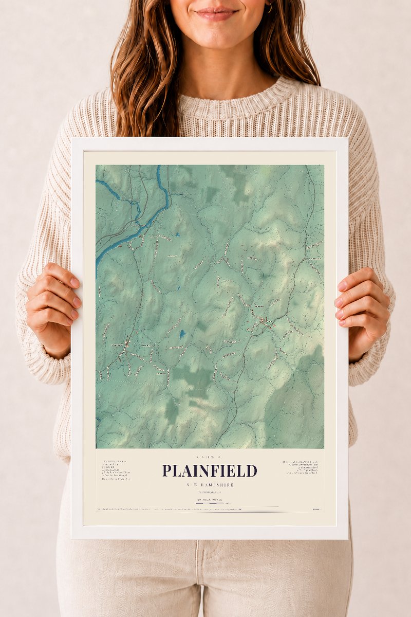 NH Current Atlas 2026 | Plainfield | 12" x 18" | W/ White Ayous Wood Frame