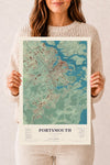 Map of Portsmouth, New Hampshire, 12 x 18 inch unframed archival matte print
