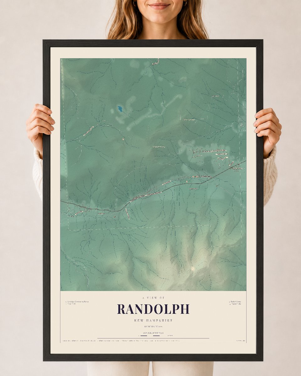 NH Current Atlas 2026 | Randolph | 24" x 36" | W/ Black Ayous Wood Frame