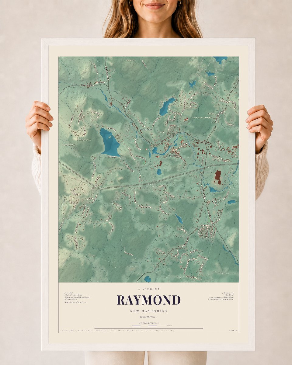 NH Current Atlas 2026 | Raymond | 24" x 36" | W/ White Ayous Wood Frame