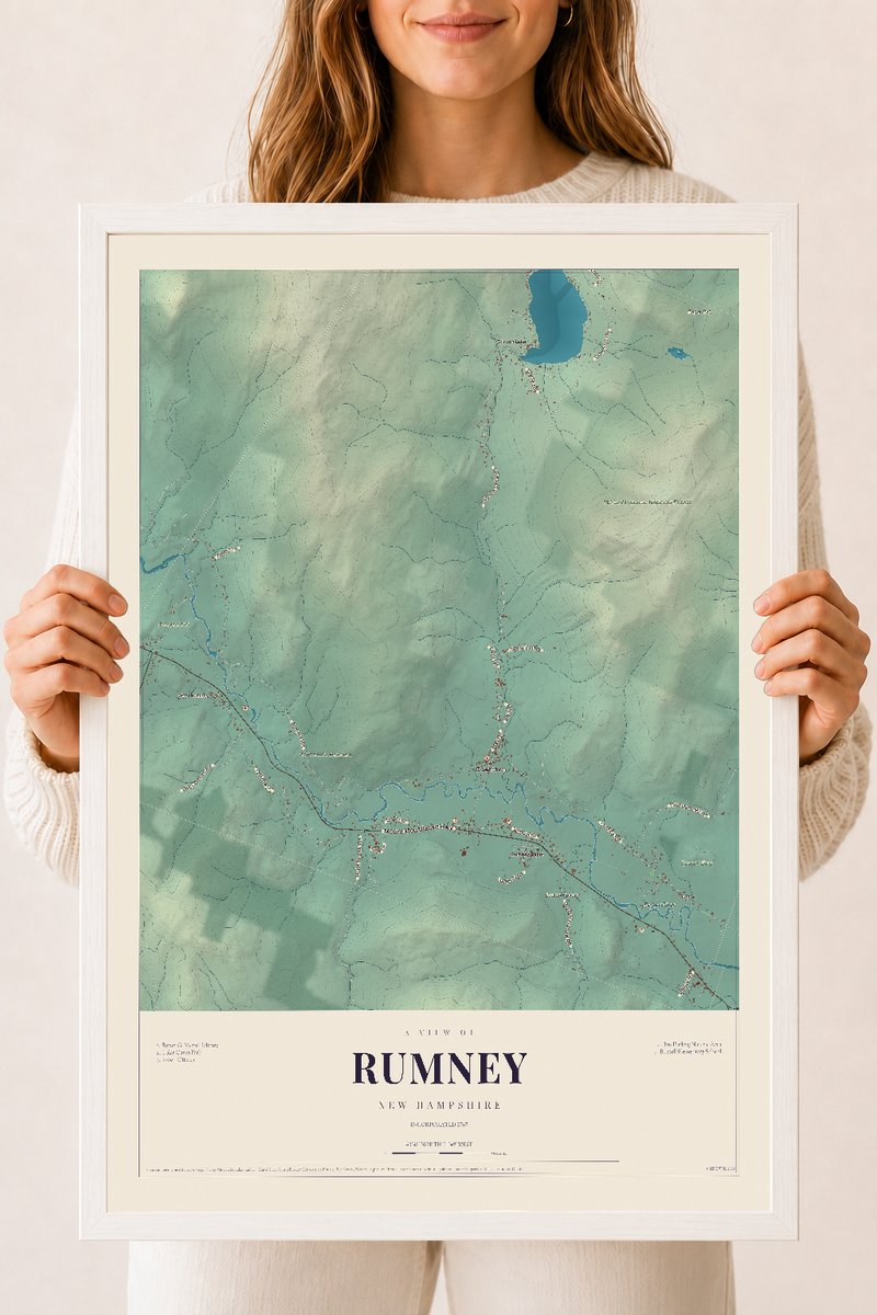 NH Current Atlas 2026 | Rumney | 18" x 24" | W/ White Ayous Wood Frame