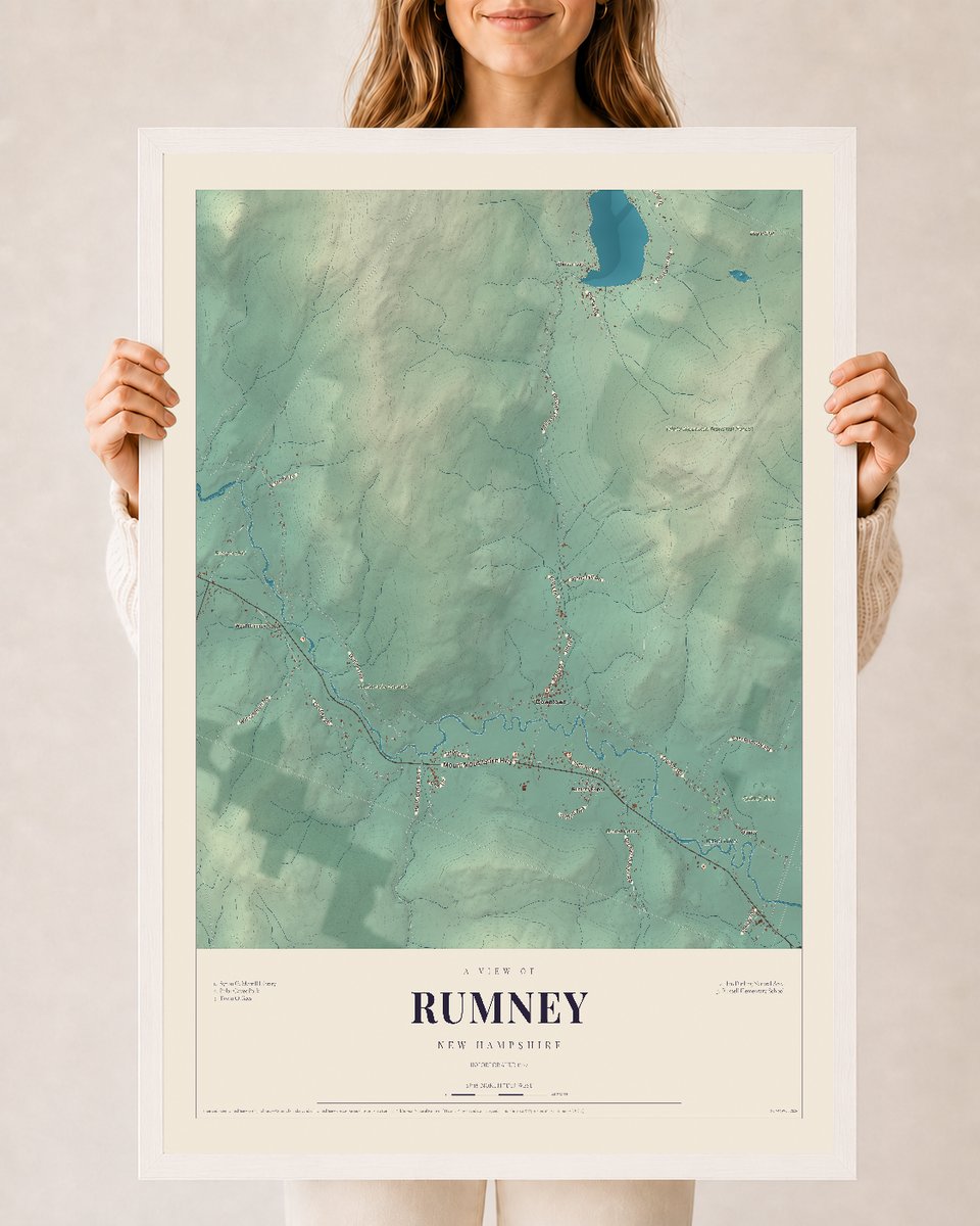 NH Current Atlas 2026 | Rumney | 24" x 36" | W/ White Ayous Wood Frame