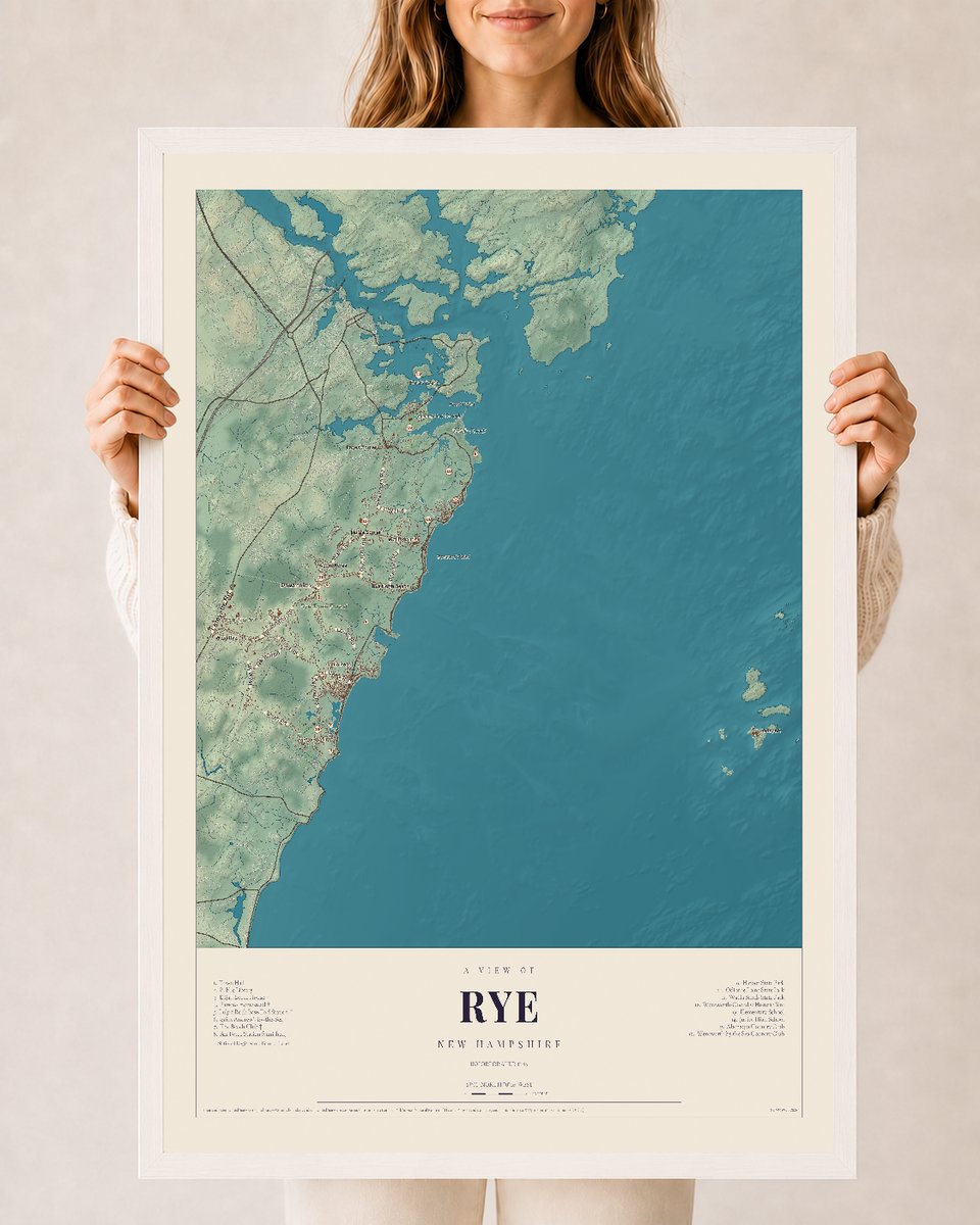 NH Current Atlas 2026 | Rye | 24" x 36" | W/ White Ayous Wood Frame