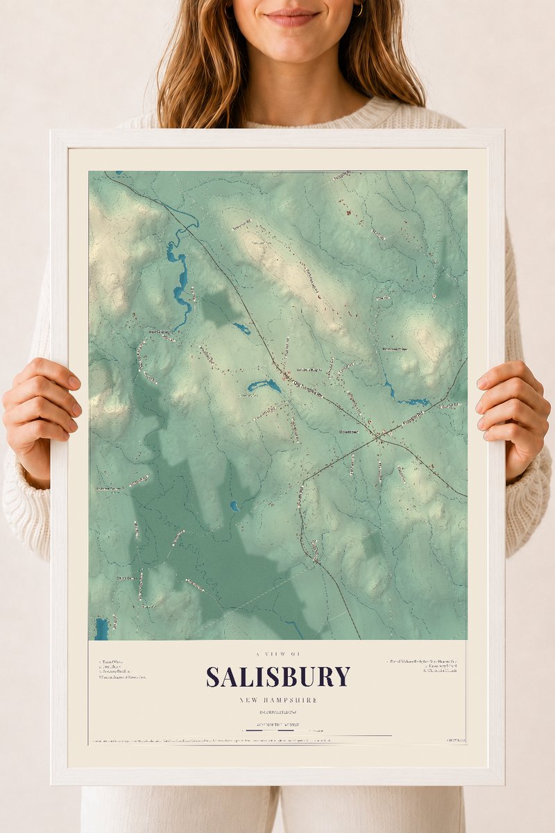 NH Current Atlas 2026 | Salisbury | 18" x 24" | W/ White Ayous Wood Frame