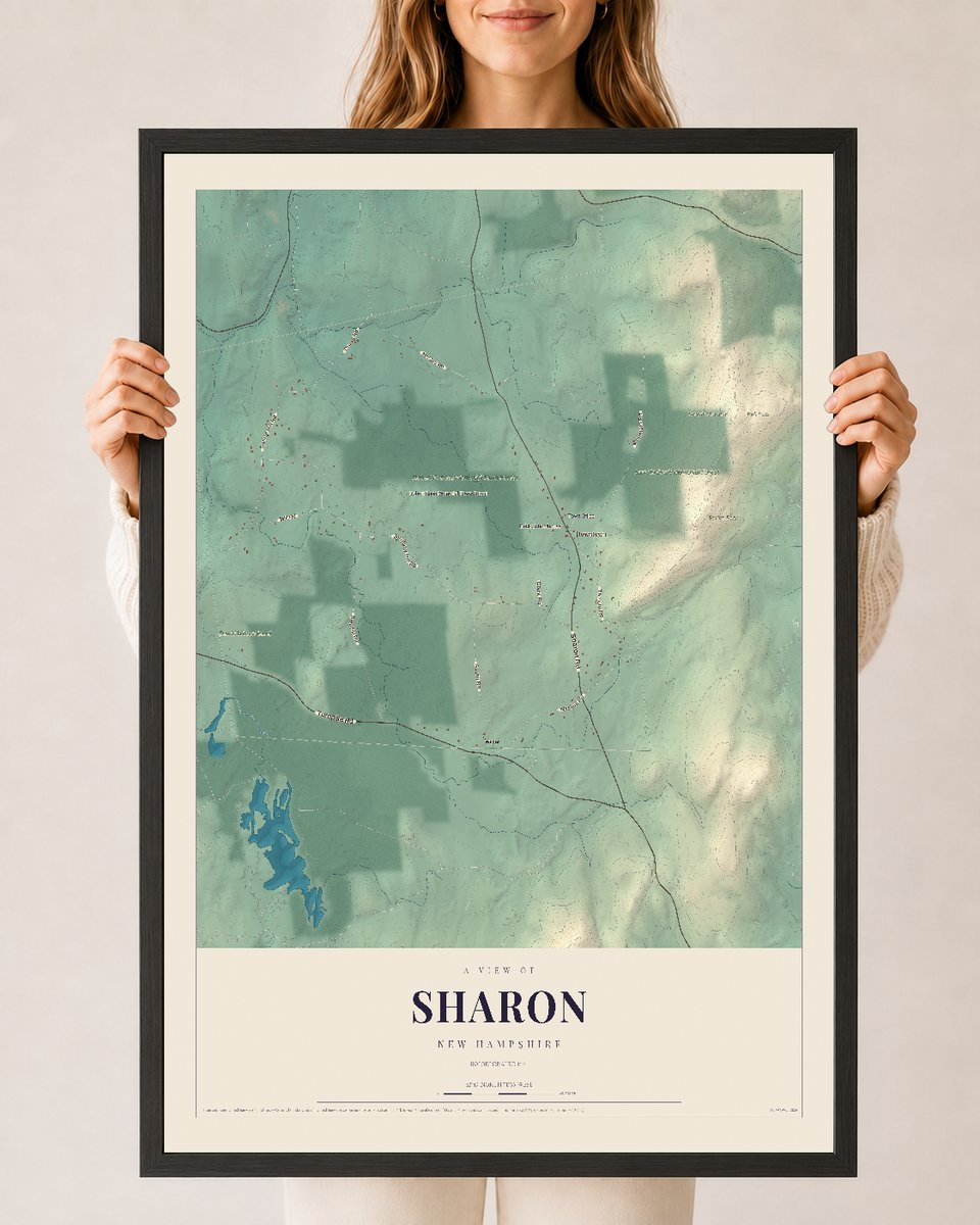 NH Current Atlas 2026 | Sharon | 24" x 36" | W/ Black Ayous Wood Frame