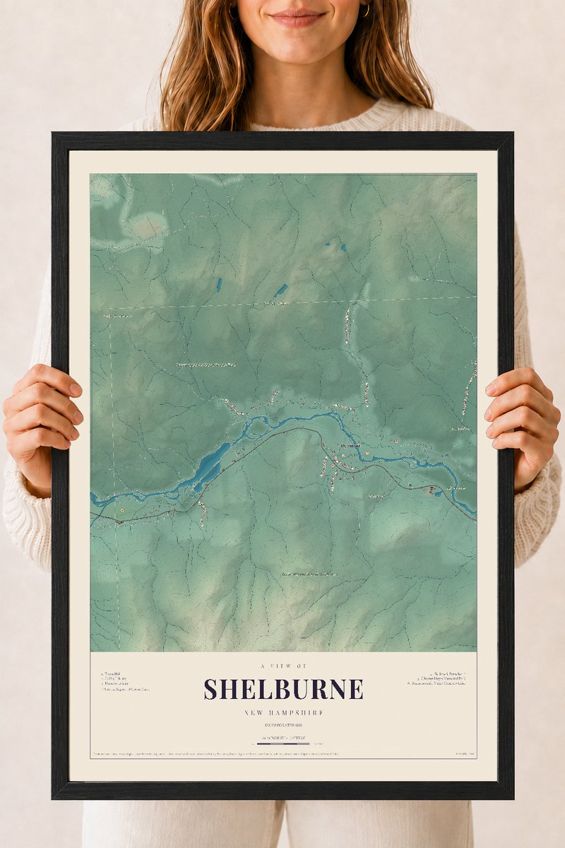NH Current Atlas 2026 | Shelburne | 18" x 24" | W/ Black Ayous Wood Frame