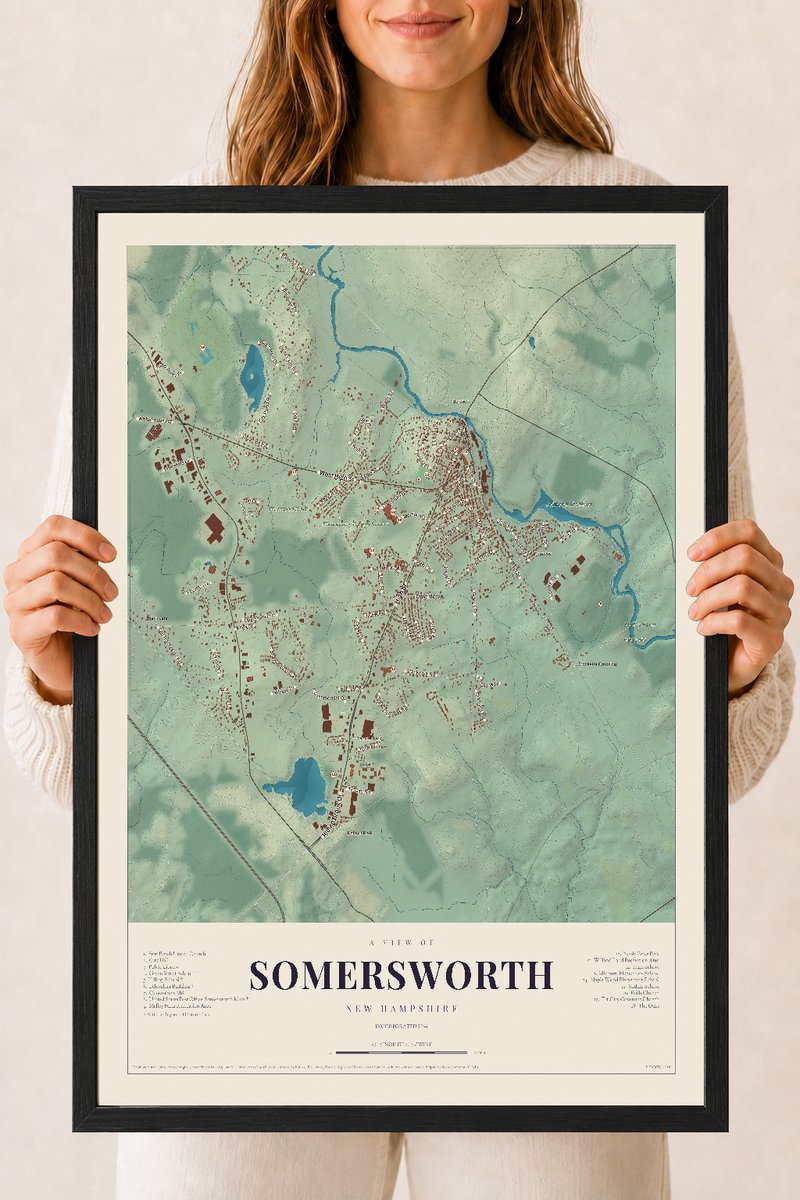 NH Current Atlas 2026 | Somersworth | 18" x 24" | W/ Black Ayous Wood Frame