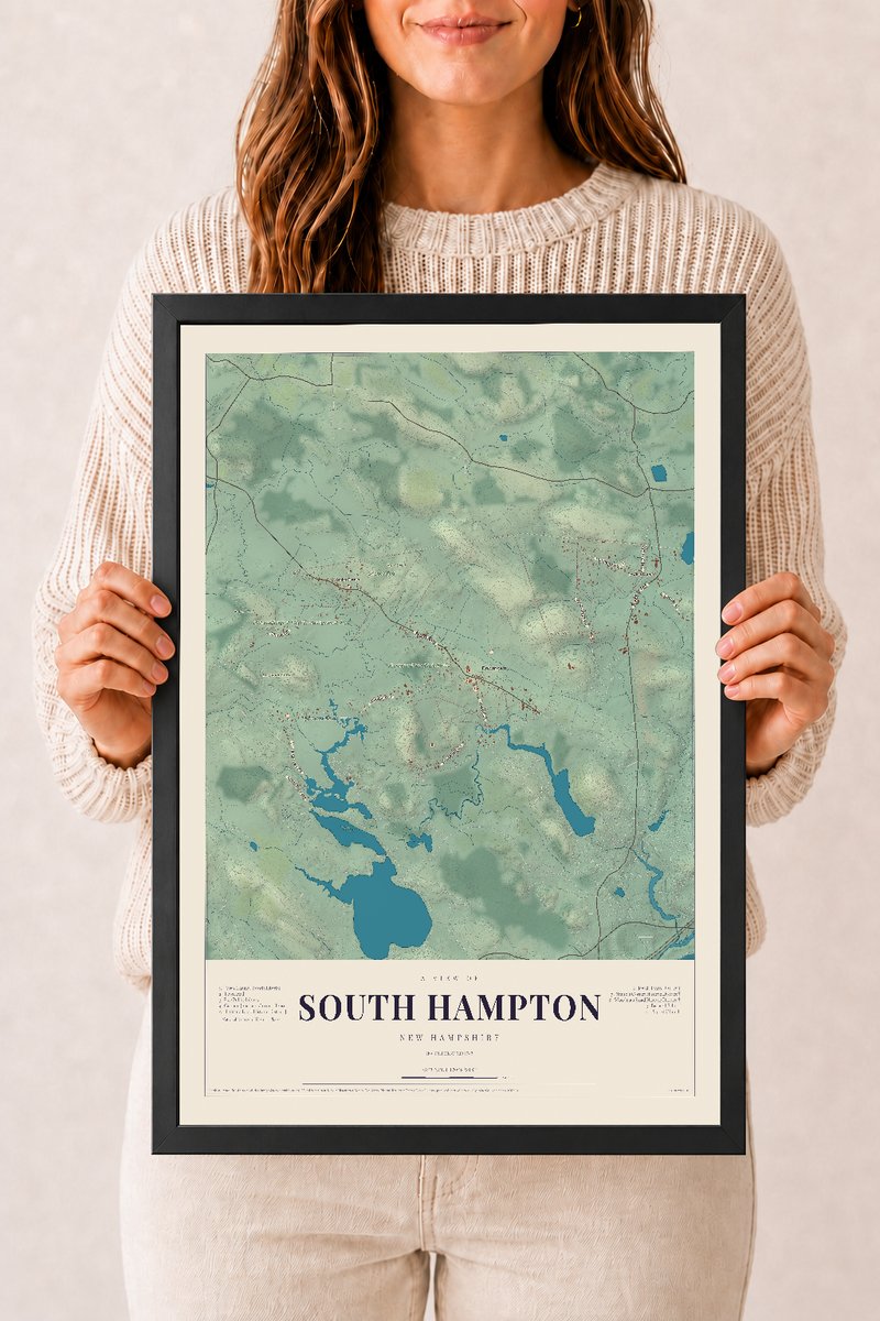 NH Current Atlas 2026 | South Hampton | 12" x 18" | W/ Black Ayous Wood Frame