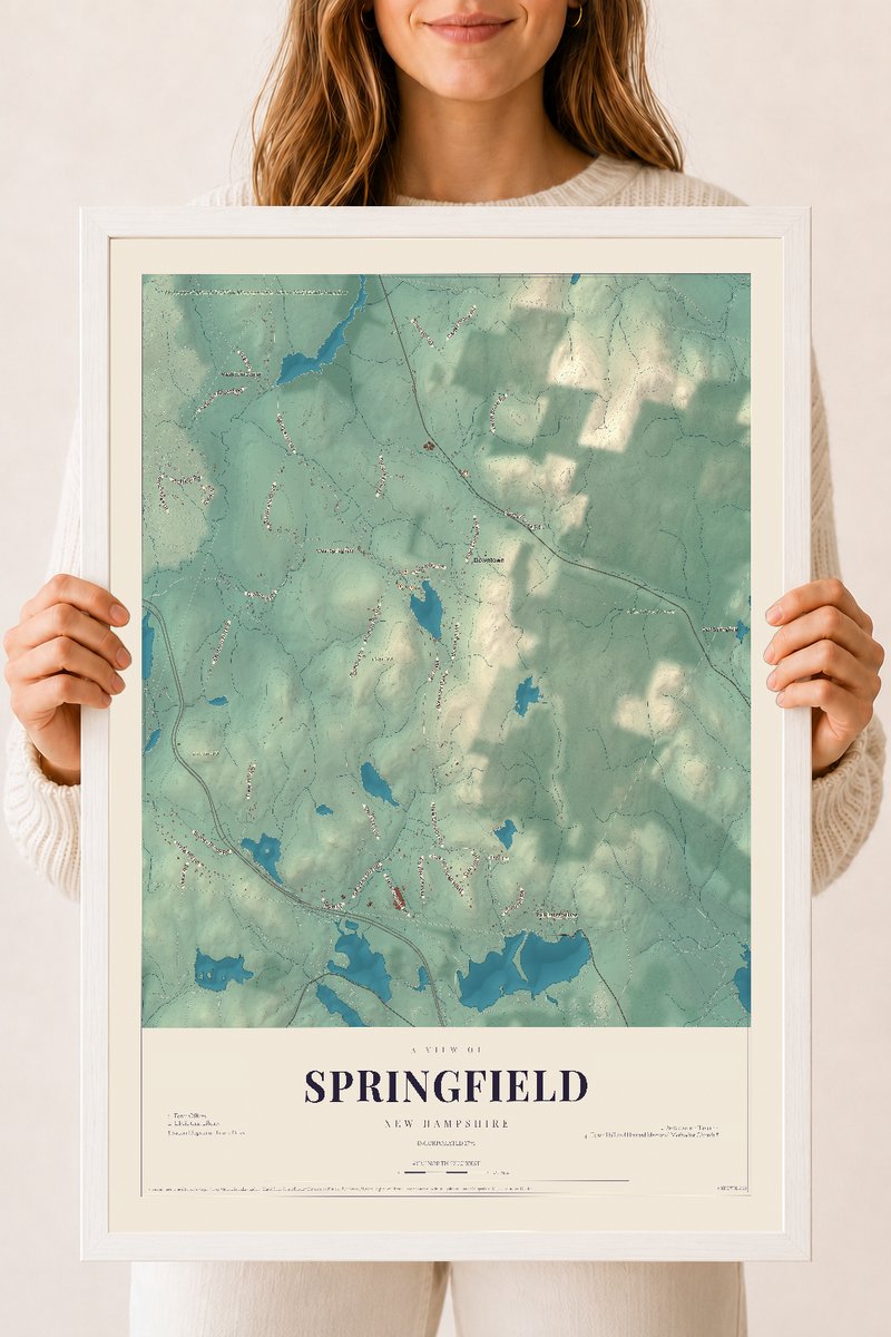 NH Current Atlas 2026 | Springfield | 18" x 24" | W/ White Ayous Wood Frame