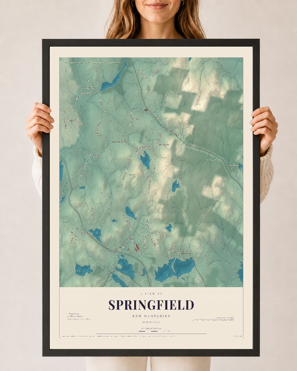 NH Current Atlas 2026 | Springfield | 24" x 36" | W/ Black Ayous Wood Frame