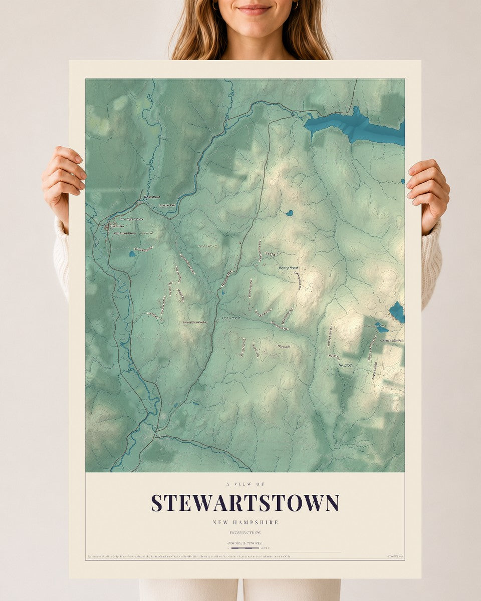 Map of Stewartstown, New Hampshire, 24 x 36 inch unframed archival matte print