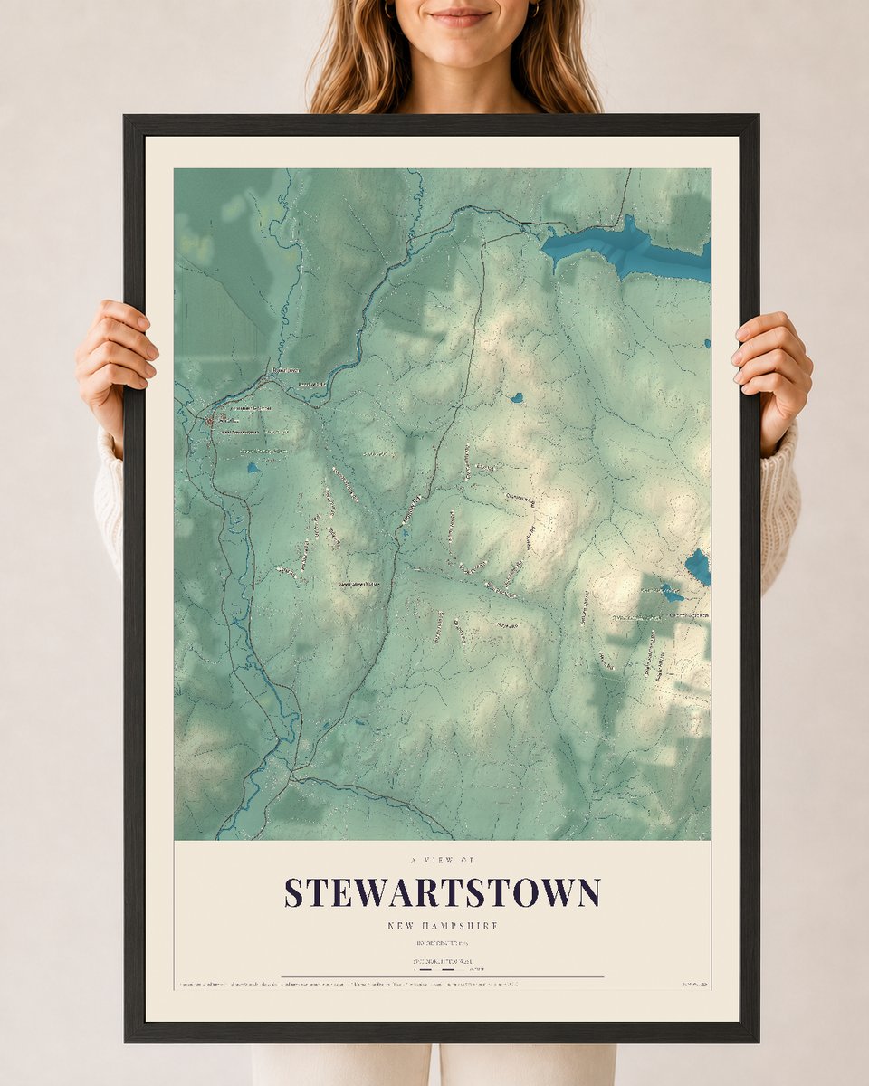 NH Current Atlas 2026 | Stewartstown | 24" x 36" | W/ Black Ayous Wood Frame