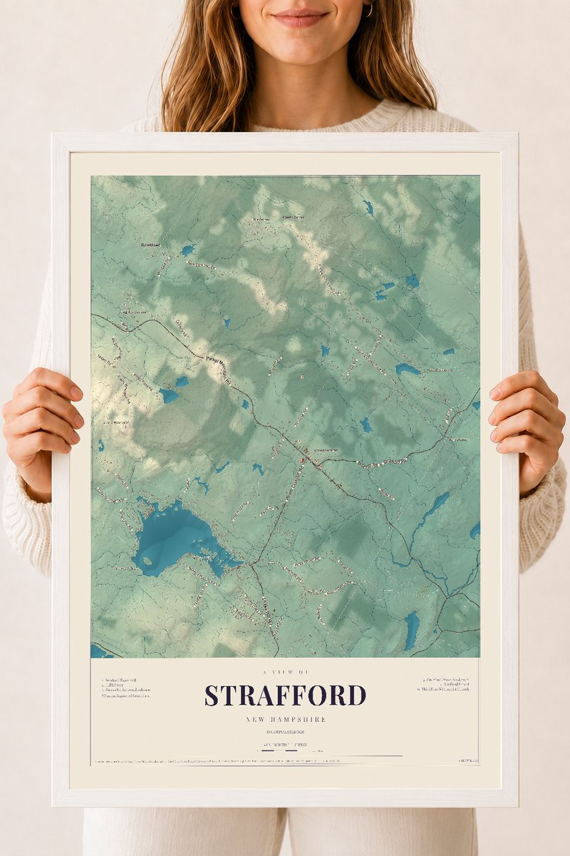 NH Current Atlas 2026 | Strafford | 18" x 24" | W/ White Ayous Wood Frame