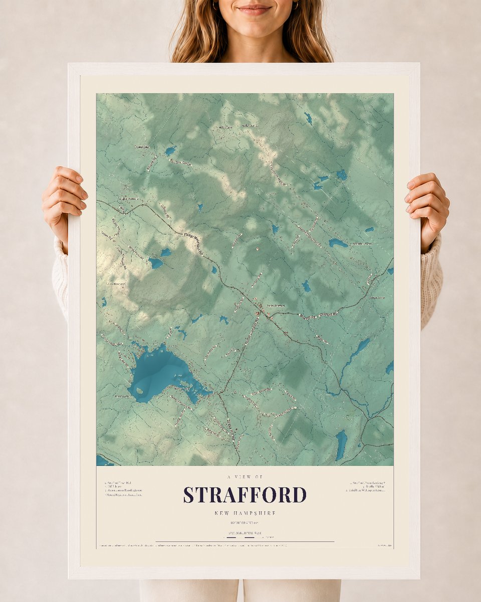 NH Current Atlas 2026 | Strafford | 24" x 36" | W/ White Ayous Wood Frame