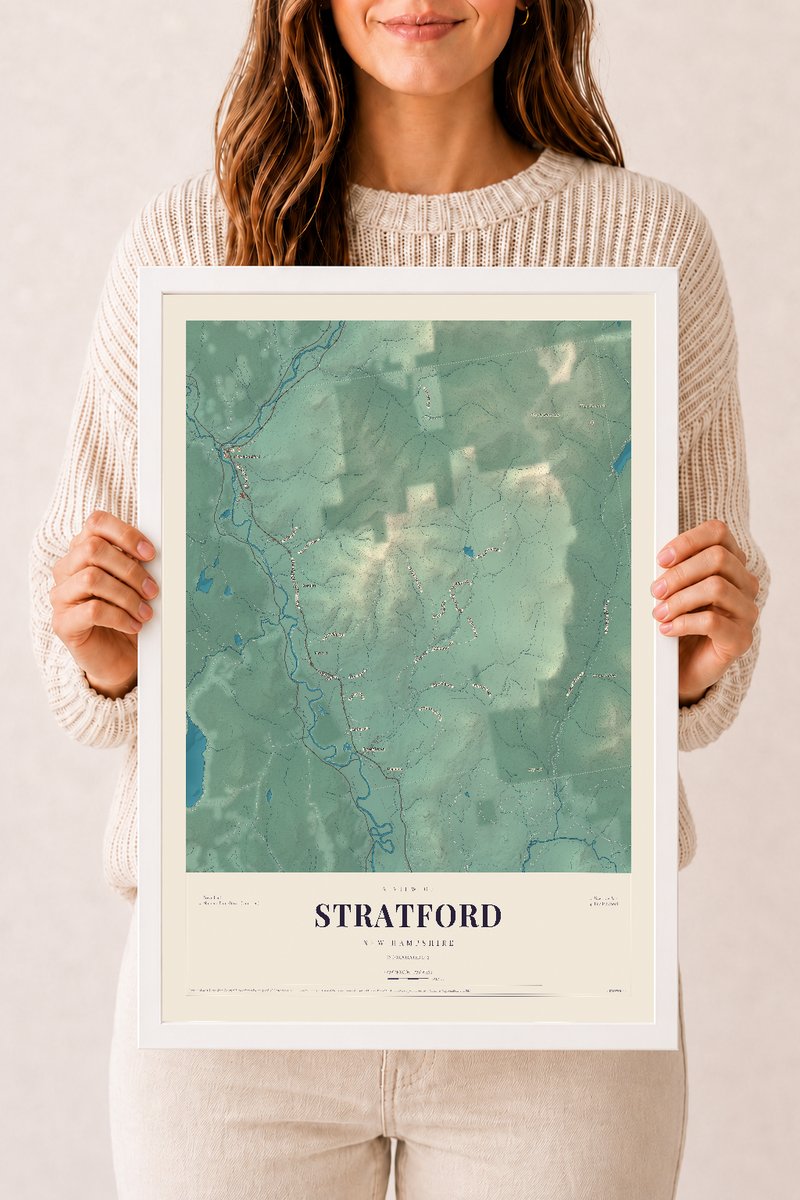 NH Current Atlas 2026 | Stratford | 12" x 18" | W/ White Ayous Wood Frame