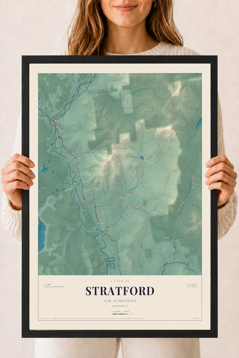 NH Current Atlas 2026 | Stratford | 18" x 24" | W/ Black Ayous Wood Frame