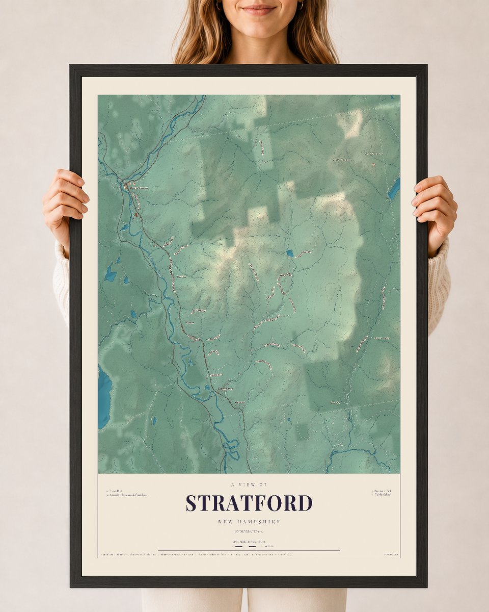 NH Current Atlas 2026 | Stratford | 24" x 36" | W/ Black Ayous Wood Frame