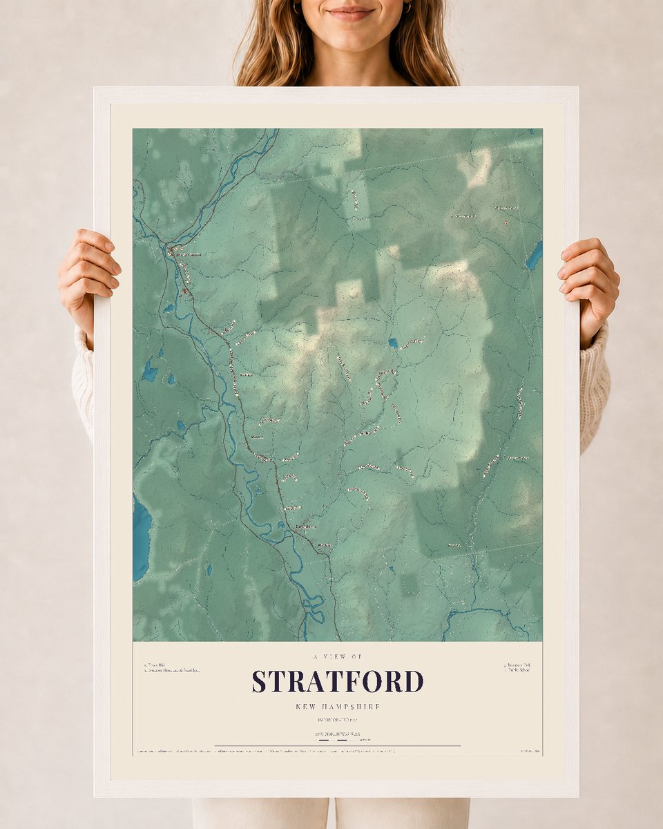 NH Current Atlas 2026 | Stratford | 24" x 36" | W/ White Ayous Wood Frame