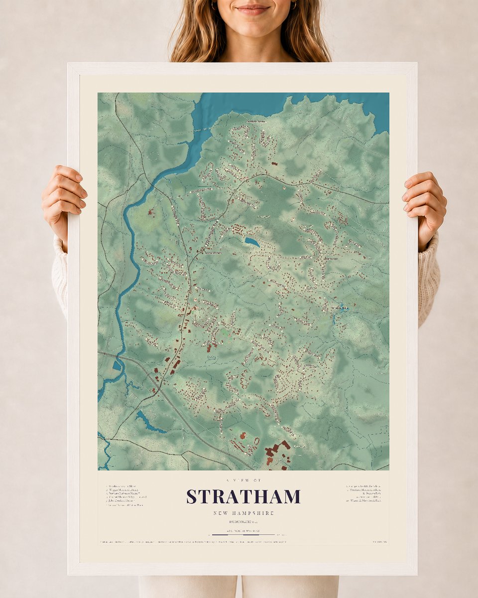 NH Current Atlas 2026 | Stratham | 24" x 36" | W/ White Ayous Wood Frame