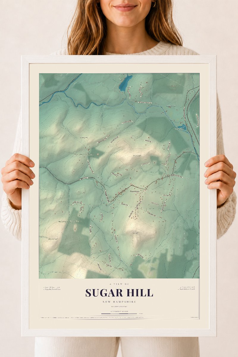 NH Current Atlas 2026 | Sugar Hill | 18" x 24" | W/ White Ayous Wood Frame