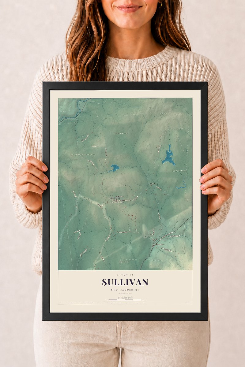 NH Current Atlas 2026 | Sullivan | 12" x 18" | W/ Black Ayous Wood Frame