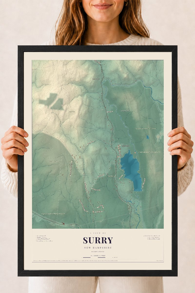 NH Current Atlas 2026 | Surry | 18" x 24" | W/ Black Ayous Wood Frame