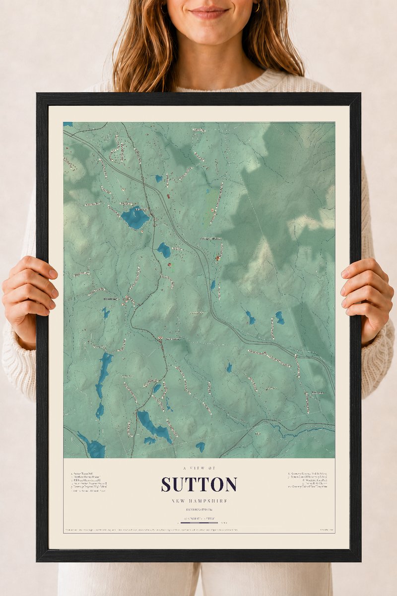NH Current Atlas 2026 | Sutton | 18" x 24" | W/ Black Ayous Wood Frame