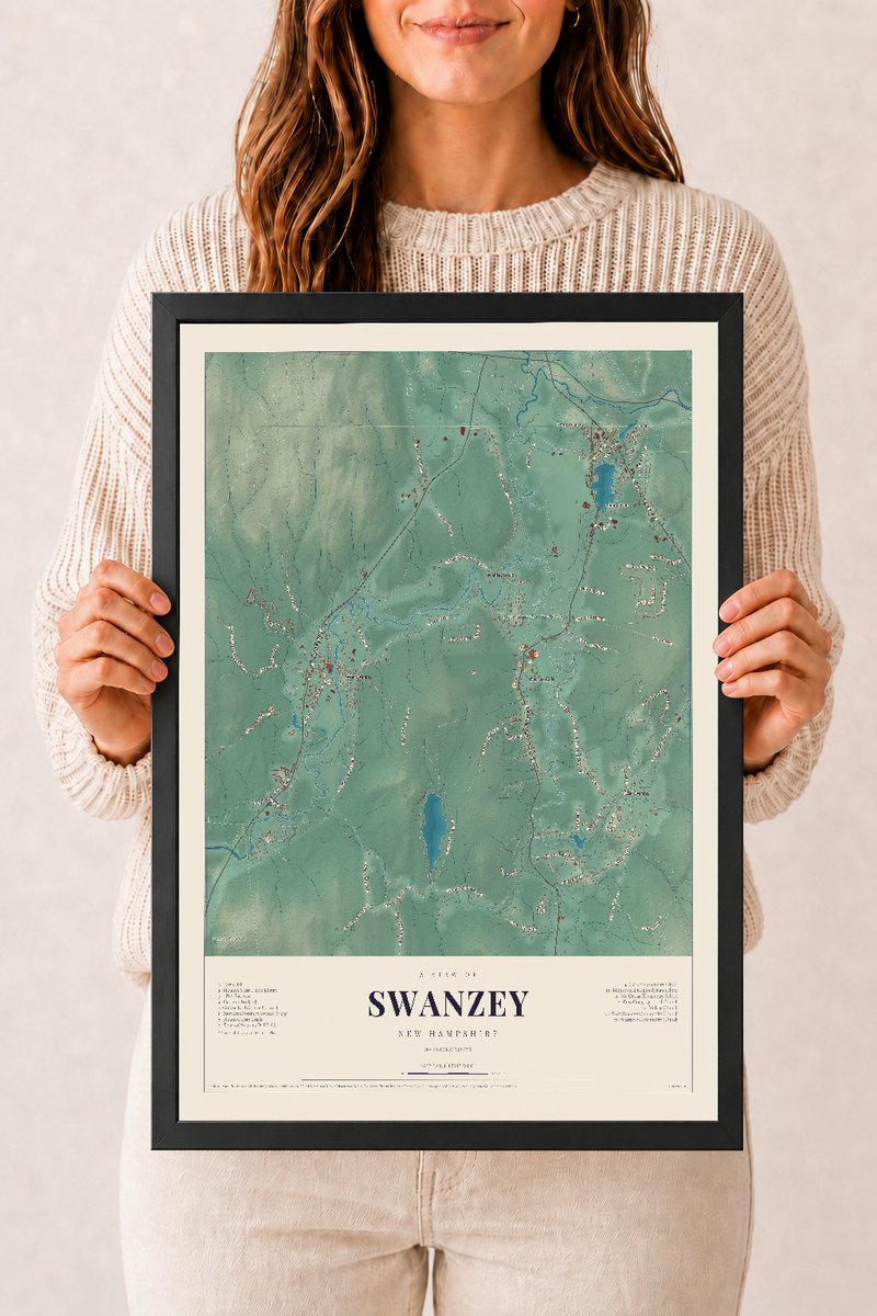 NH Current Atlas 2026 | Swanzey | 12" x 18" | W/ Black Ayous Wood Frame