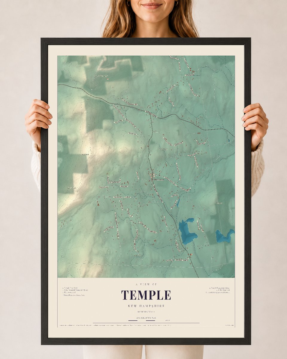 NH Current Atlas 2026 | Temple | 24" x 36" | W/ Black Ayous Wood Frame