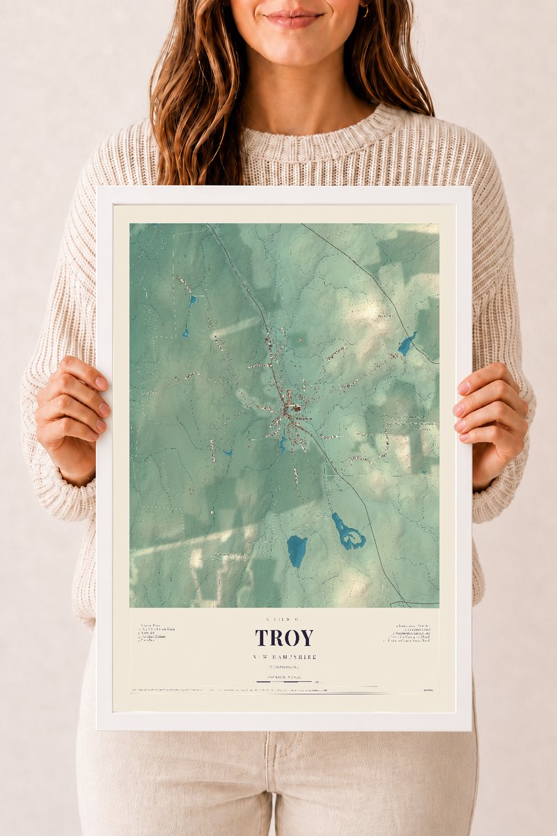 NH Current Atlas 2026 | Troy | 12" x 18" | W/ White Ayous Wood Frame