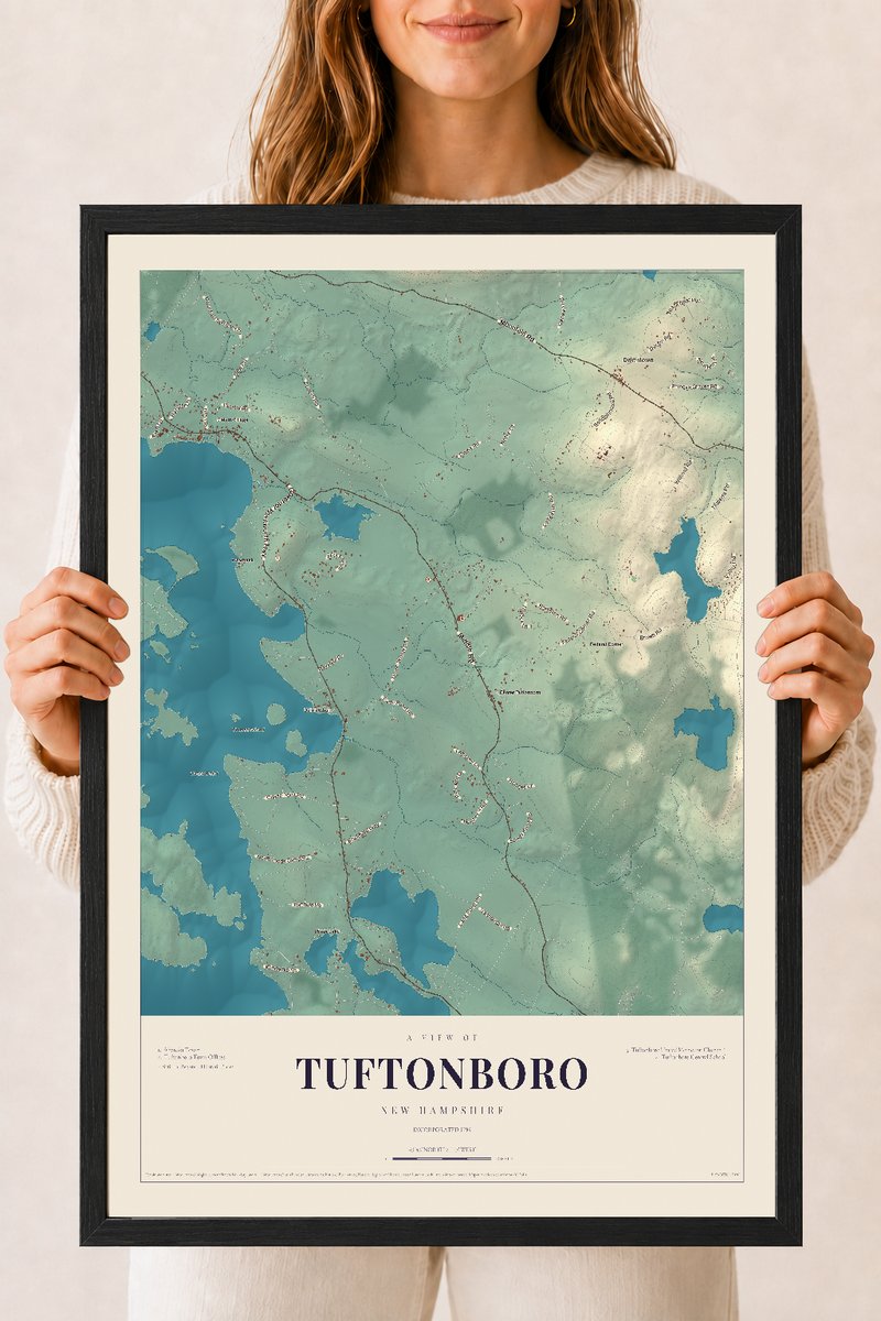 NH Current Atlas 2026 | Tuftonboro | 18" x 24" | W/ Black Ayous Wood Frame