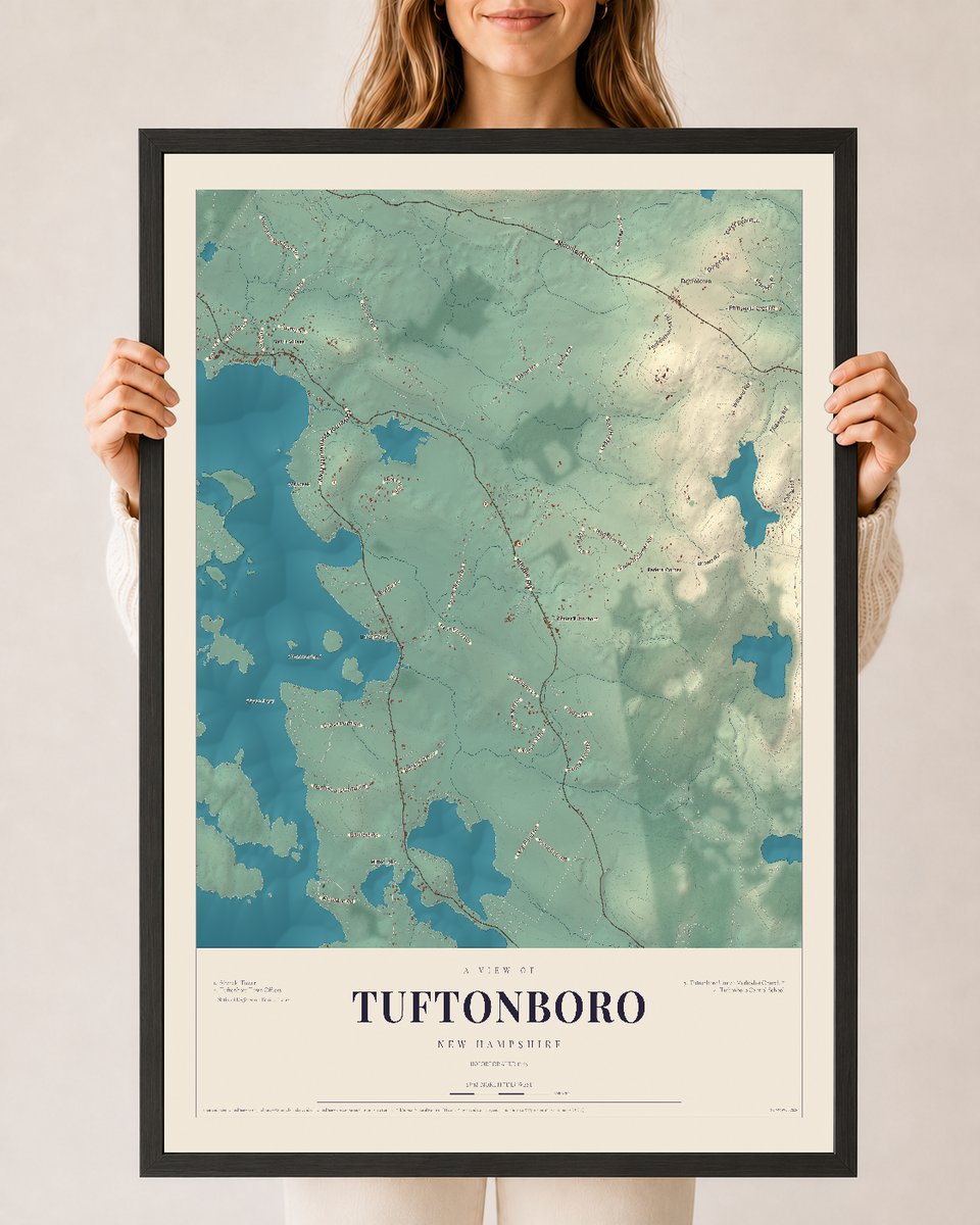 NH Current Atlas 2026 | Tuftonboro | 24" x 36" | W/ Black Ayous Wood Frame