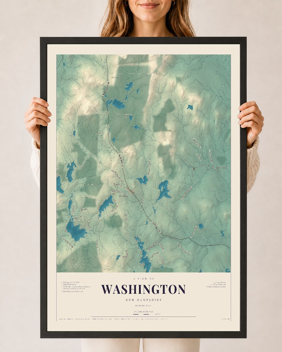 NH Current Atlas 2026 | Washington | 24" x 36" | W/ Black Ayous Wood Frame