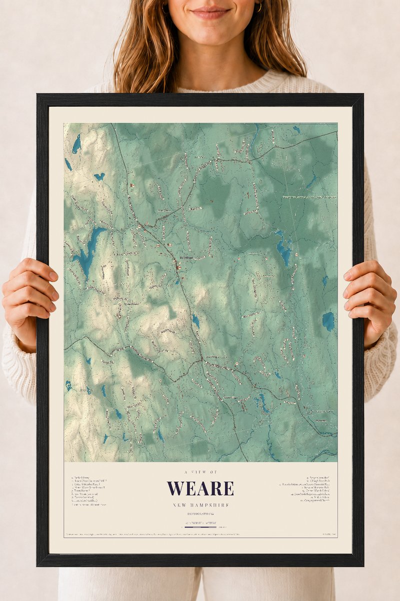 NH Current Atlas 2026 | Weare | 18" x 24" | W/ Black Ayous Wood Frame